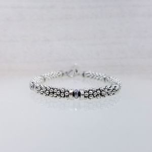 Ladies Silver & Hematite Beaded Toggle Bracelet